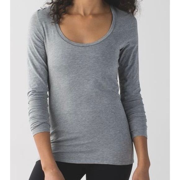 Lululemon Athletica Anahatasana Long Sleeve Tee Heathered Medium Grey M 8 10 - Picture 1 of 8